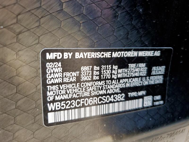 2024 BMW IX XDRIVE5 WB523CF06RCS04382