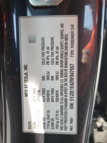 2024 TESLA MODEL 3 5YJ3E1EA2RF847557