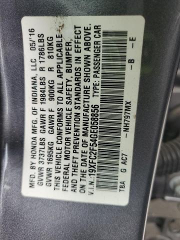 2016 HONDA CIVIC LX 19XFC2F54GE058856