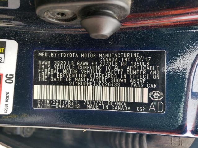 2018 TOYOTA COROLLA L - 2T1BURHE4JC026433