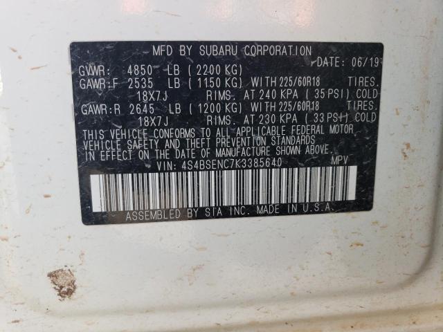 2019 SUBARU OUTBACK 3. 4S4BSENC7K3385640