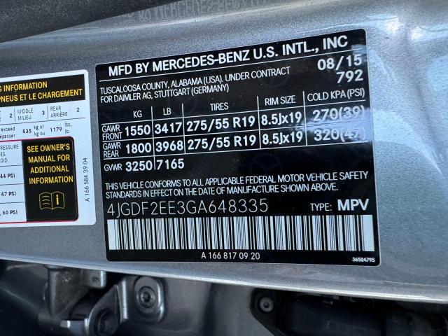 2016 MERCEDES-BENZ GL 350 BLU 4JGDF2EE3GA648335