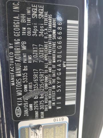 2020 KIA SORENTO L 5XYPG4A38LG666869