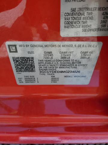 2021 CHEVROLET SILVERADO - 3GCUYDED4MG234026