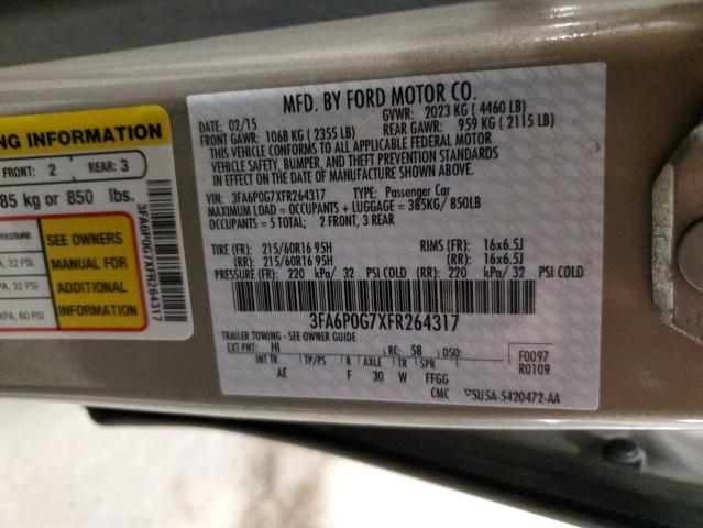 2015 FORD FUSION S 3FA6P0G7XFR264317