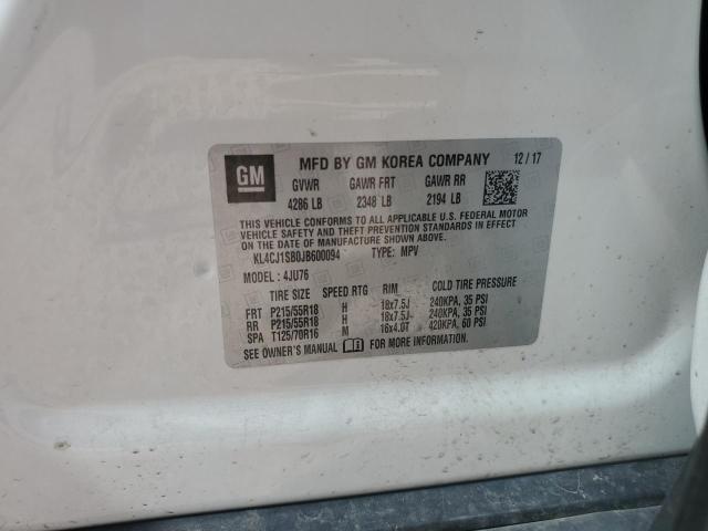 2018 BUICK ENCORE SPORT TOURING KL4CJ1SB0JB600094