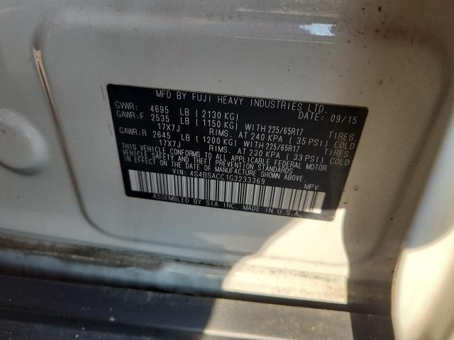 2016 SUBARU OUTBACK 2. 4S4BSACC1G3233369