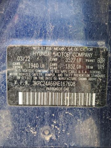 2022 HYUNDAI ACCENT SE 3KPC24A66NE167608