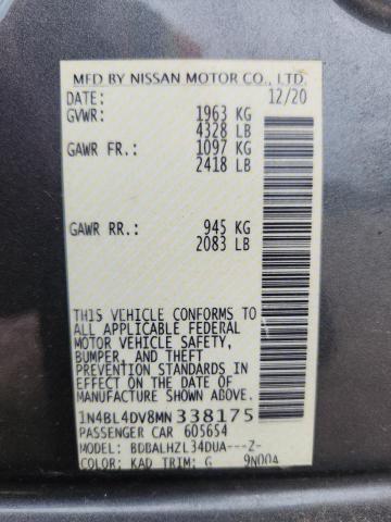 2021 NISSAN ALTIMA SV - 1N4BL4DV8MN338175