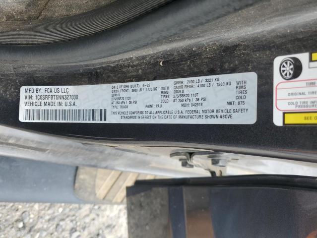 2022 RAM 1500 BIG H 1C6SRFBT6NN327030