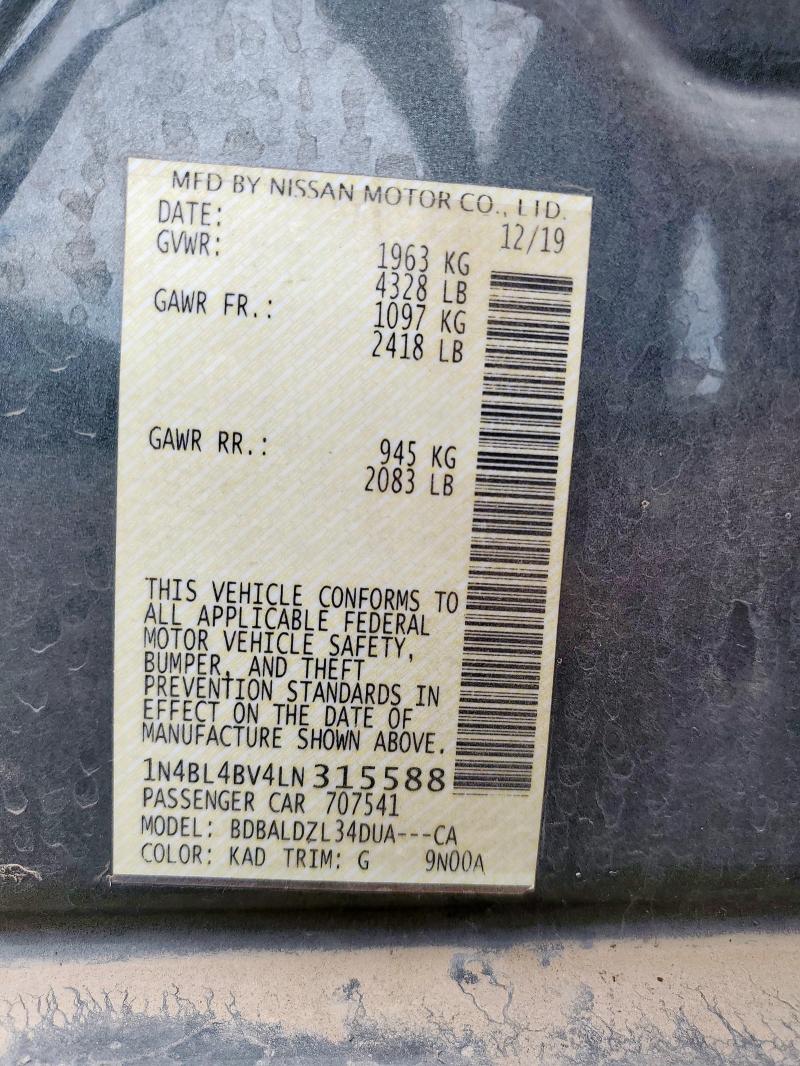 2020 NISSAN ALTIMA S 1N4BL4BV4LN315588
