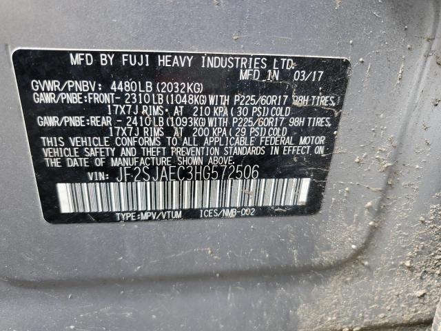 2017 SUBARU FORESTER 2 JF2SJAEC3HG572506