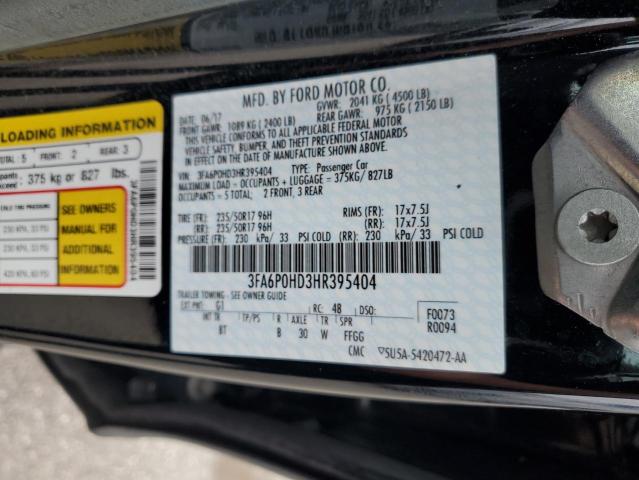 2017 FORD FUSION SE - 3FA6P0HD3HR395404