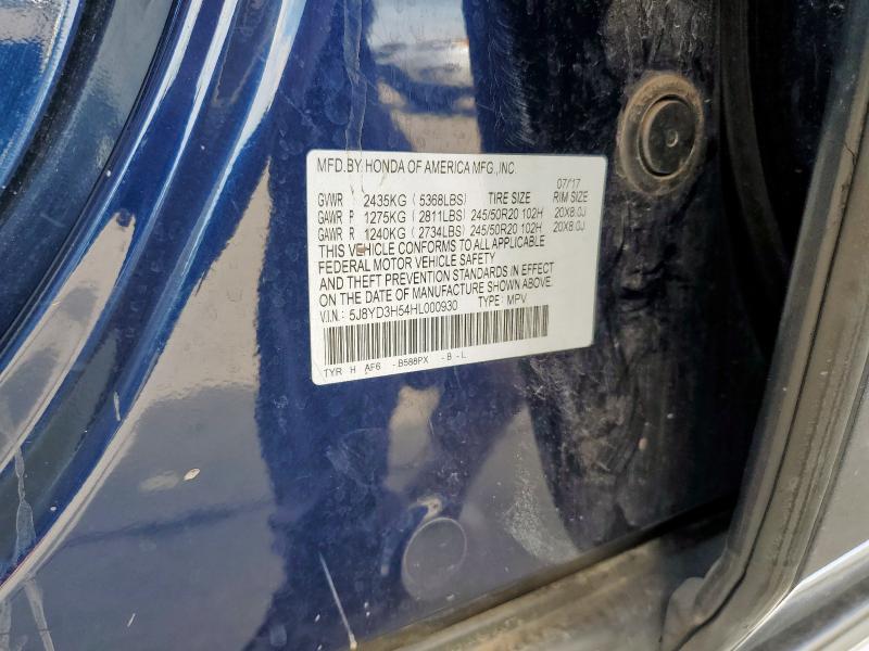 2017 ACURA MDX TECHNO 5J8YD3H54HL000930