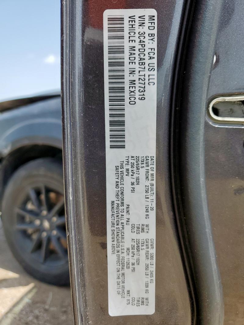 2020 DODGE JOURNEY SE 3C4PDCAB7LT277319