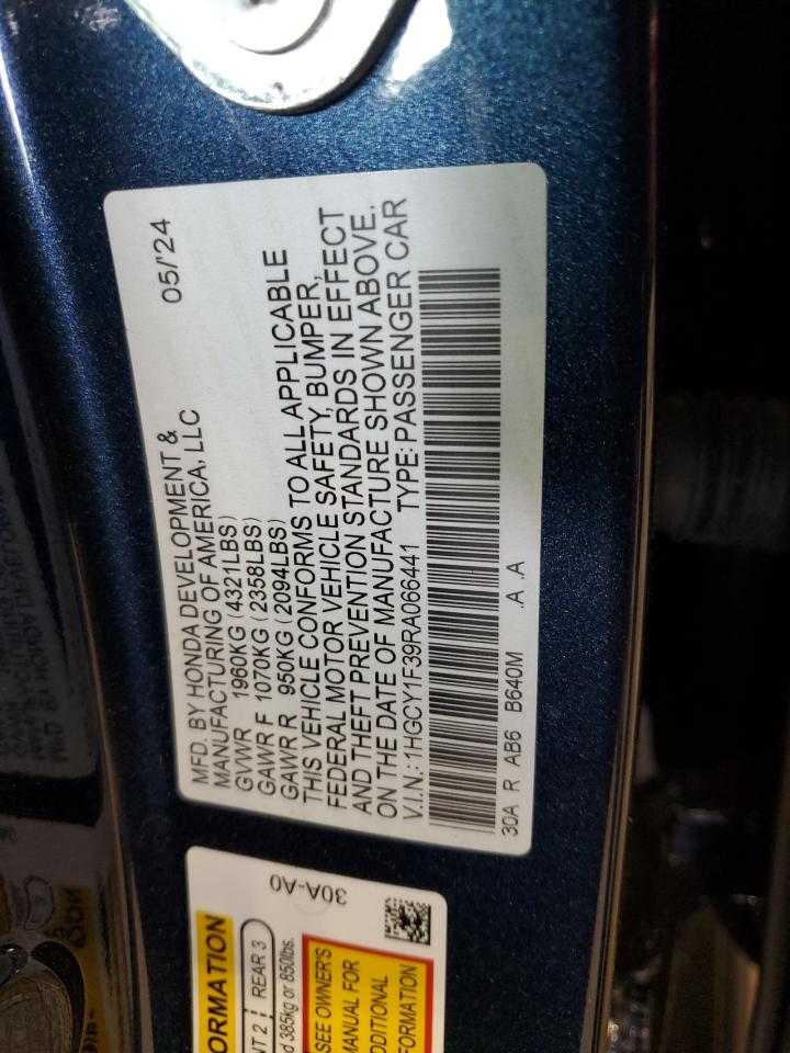 Lot #3227494318 2024 HONDA ACCORD EX