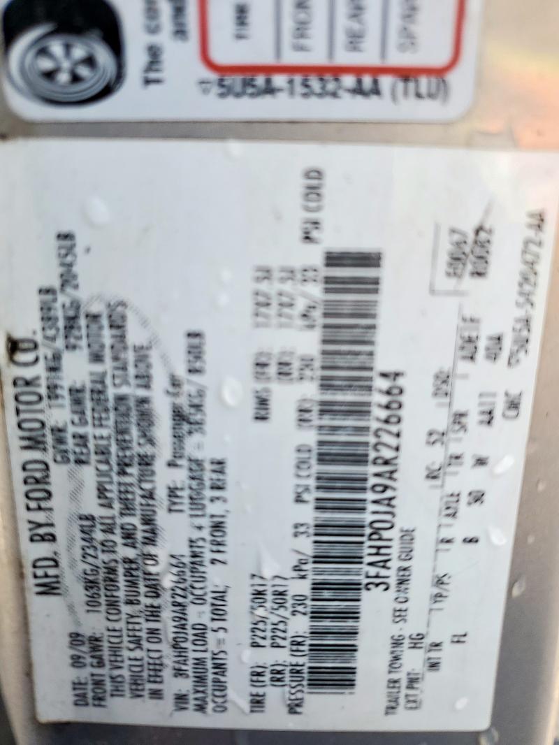 2010 FORD FUSION SEL - 3FAHP0JA9AR226664