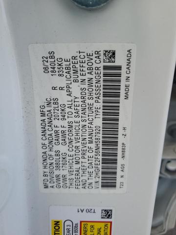 2022 HONDA CIVIC SPOR - 2HGFE2F56NH587920