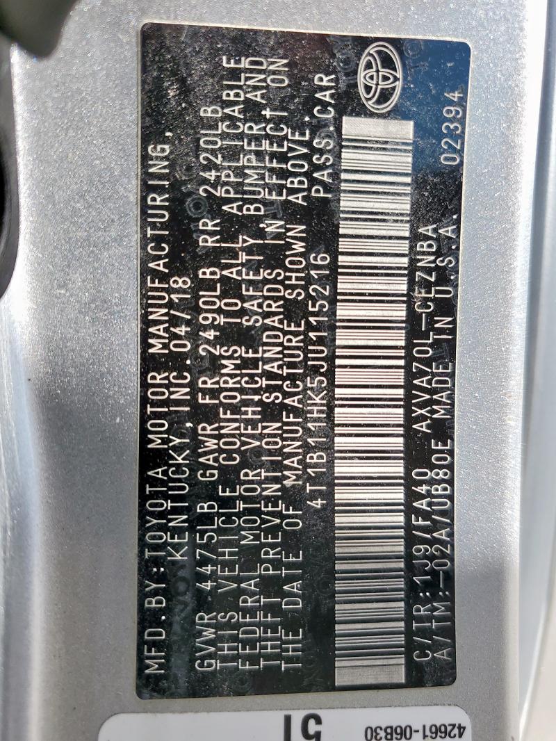 2018 TOYOTA CAMRY L - 4T1B11HK5JU115216