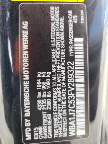 2015 BMW M235I WBA1J7C53FV289322