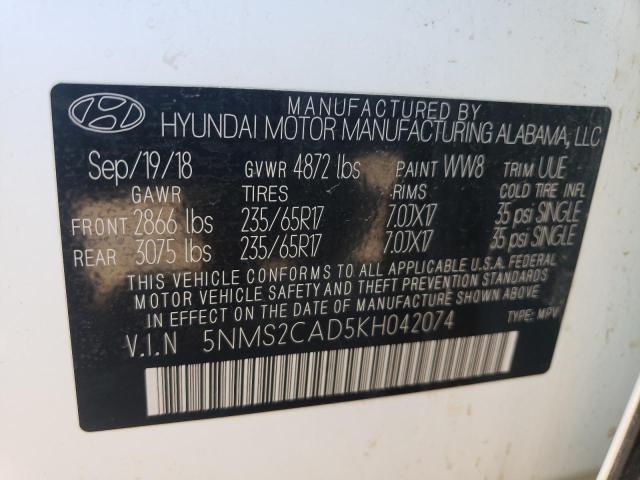 2019 HYUNDAI SANTA FE S 5NMS2CAD5KH042074