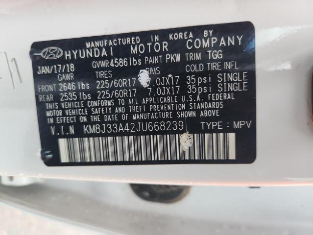 2018 HYUNDAI TUCSON SEL KM8J33A42JU668239