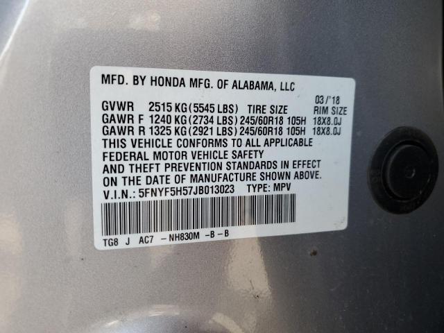 2018 HONDA PILOT EXL 5FNYF5H57JB013023