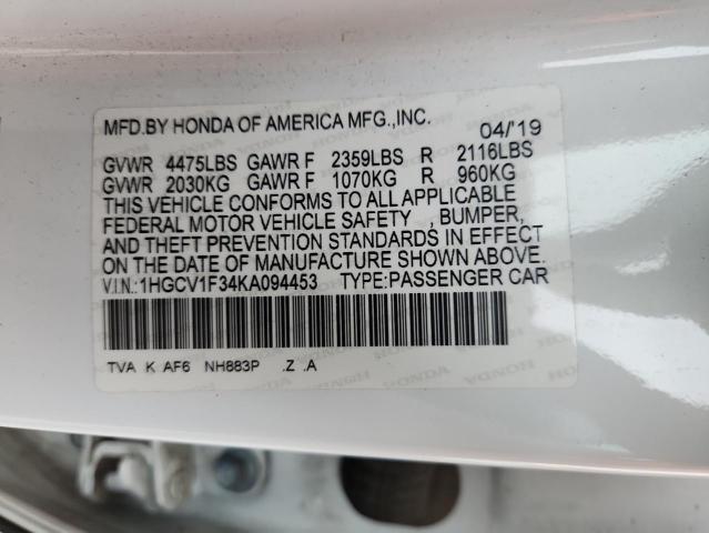 2019 HONDA ACCORD SPO - 1HGCV1F34KA094453