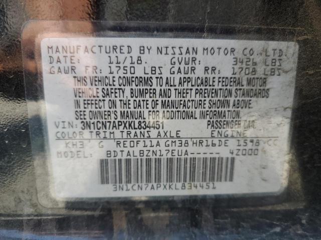 2019 NISSAN VERSA S - 3N1CN7APXKL834451