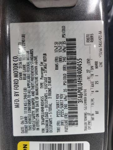 2017 FORD FUSION SE HYBRID 3FA6P0LU4HR400455