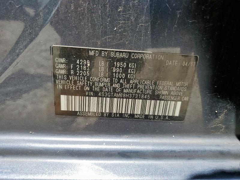 2017 SUBARU IMPREZA SPORT 4S3GTAM68H3731845