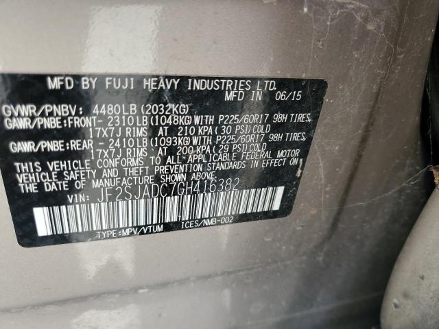2016 SUBARU FORESTER 2 JF2SJADC7GH416382