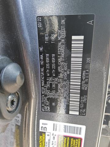 2022 TOYOTA HIGHLANDER HYBRID XLE 5TDGBRCH5NS550491