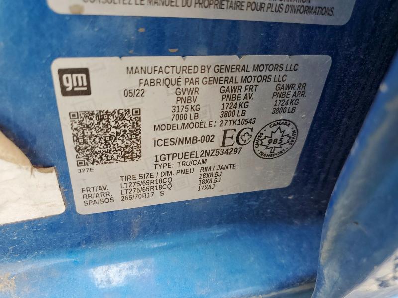 2022 GMC SIERRA K15 - 1GTPUEEL2NZ534297