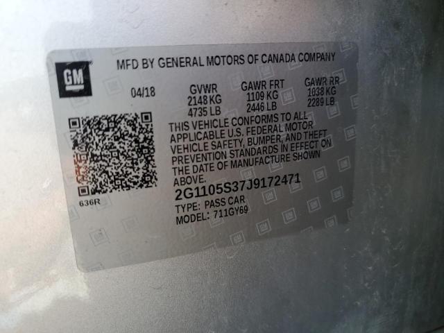 2018 CHEVROLET IMPALA LT 2G1105S37J9172471