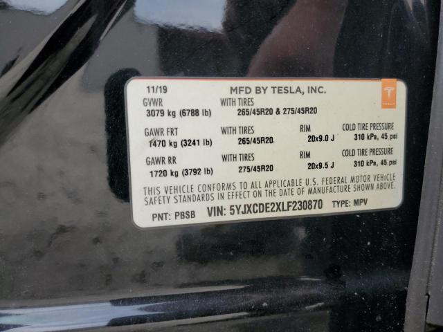 2020 TESLA MODEL X 5YJXCDE2XLF230870