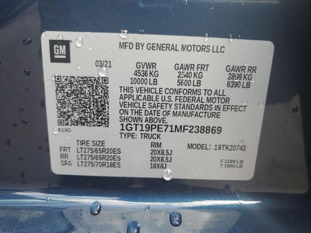 2021 GMC SIERRA K25 1GT19PE71MF238869