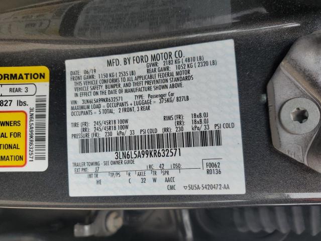 2019 LINCOLN MKZ 3LN6L5A99KR632571