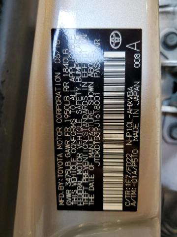 2018 TOYOTA PRIUS C JTDKDTB39J1618001