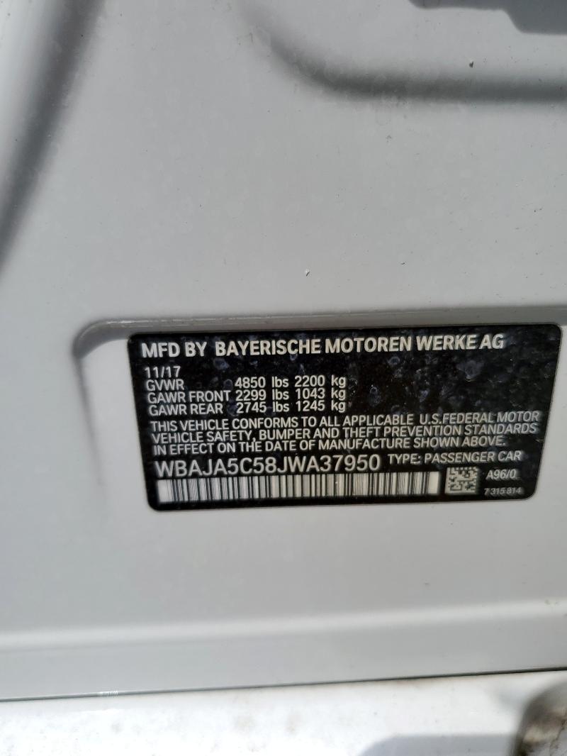 2018 BMW 530 I WBAJA5C58JWA37950