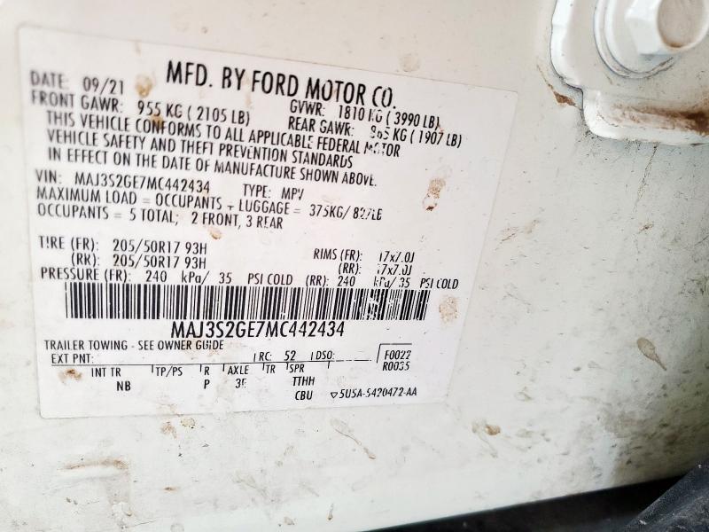 2021 FORD ECOSPORT S - MAJ3S2GE7MC442434