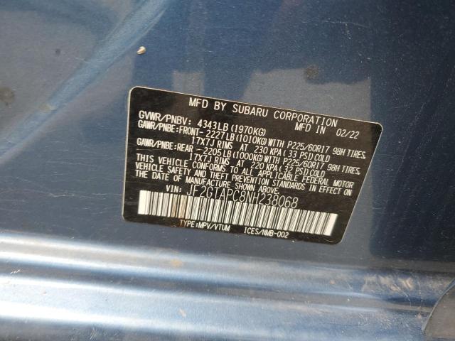 2022 SUBARU CROSSTREK JF2GTAPC8NH238068