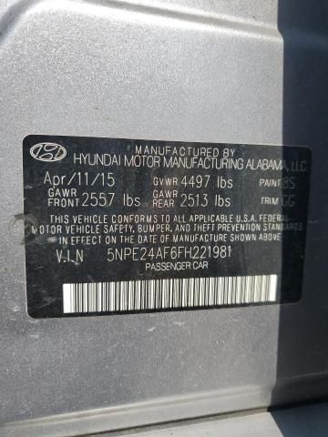 2015 HYUNDAI SONATA SE 5NPE24AF6FH221981