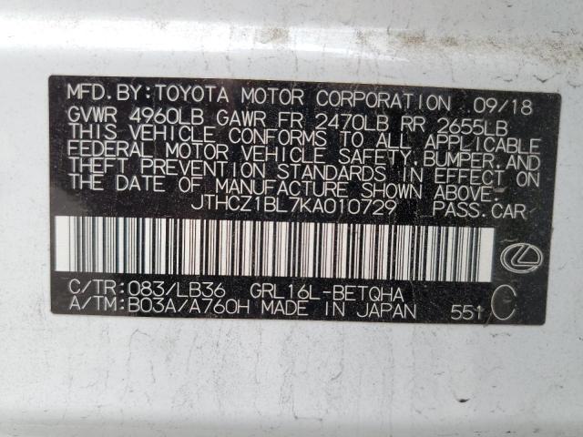 2019 LEXUS GS 350 BAS JTHCZ1BL7KA010729