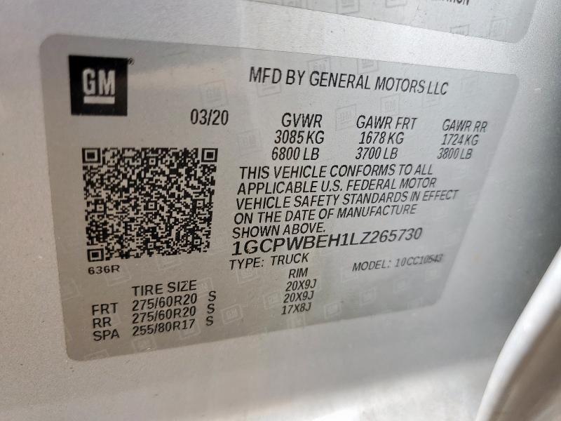 2020 CHEVROLET SILVERADO C1500 CUSTOM 1GCPWBEH1LZ265730