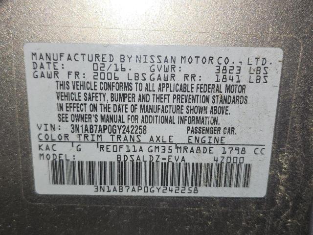 2016 NISSAN SENTRA S - 3N1AB7AP0GY242258