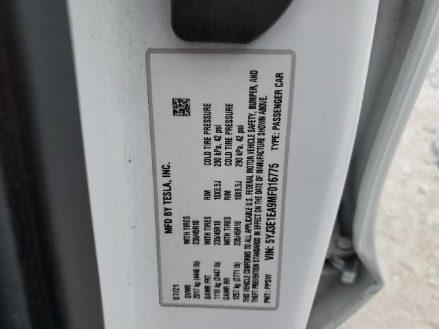 2021 TESLA MODEL 3 5YJ3E1EA9MF016775