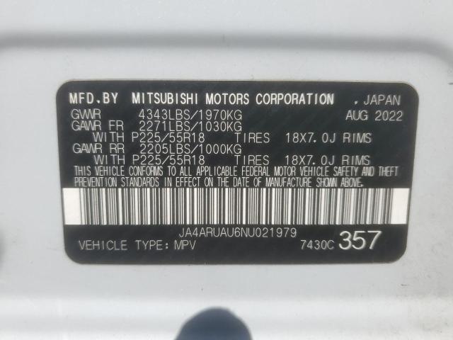 2022 MITSUBISHI OUTLANDER JA4ARUAU6NU021979