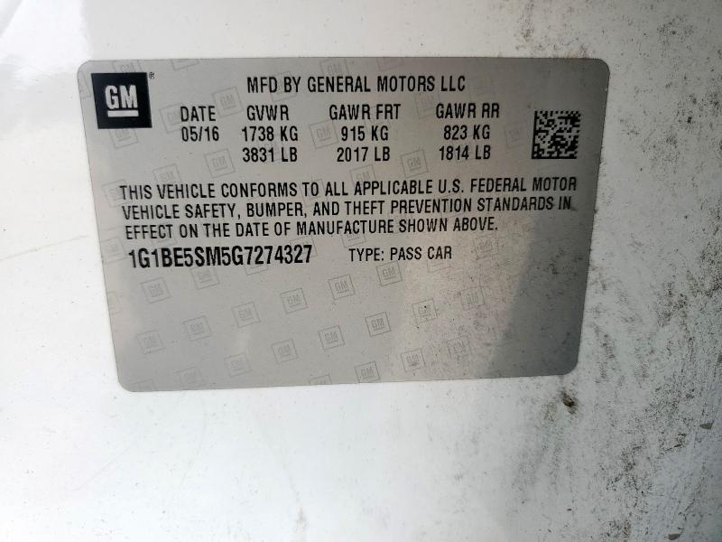 2016 CHEVROLET CRUZE LT - 1G1BE5SM5G7274327