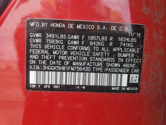 2015 HONDA FIT EX 3HGGK5H81FM756430